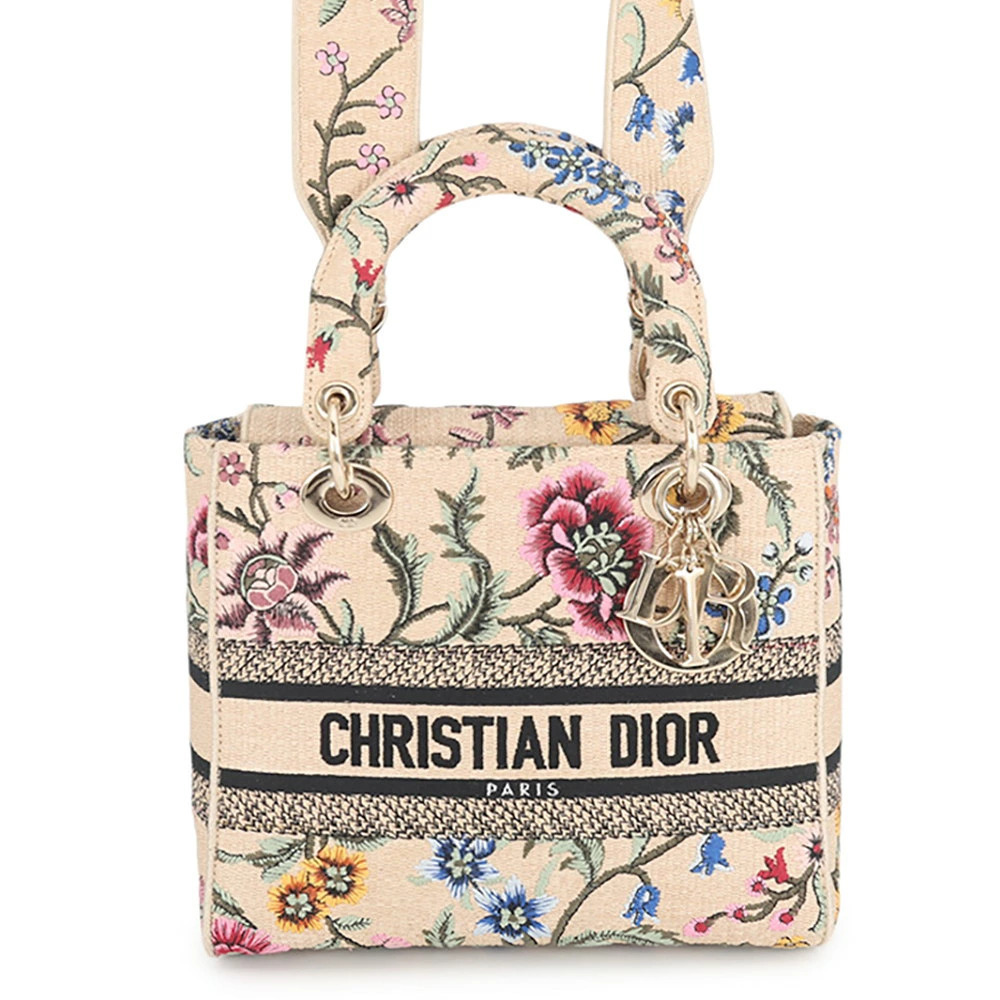 Christian Dior Lady D Lite Floral Raffia Handbag